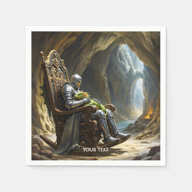 Servilleta De Papel Fantasy Cute Cave Dragon Knight (Anverso)