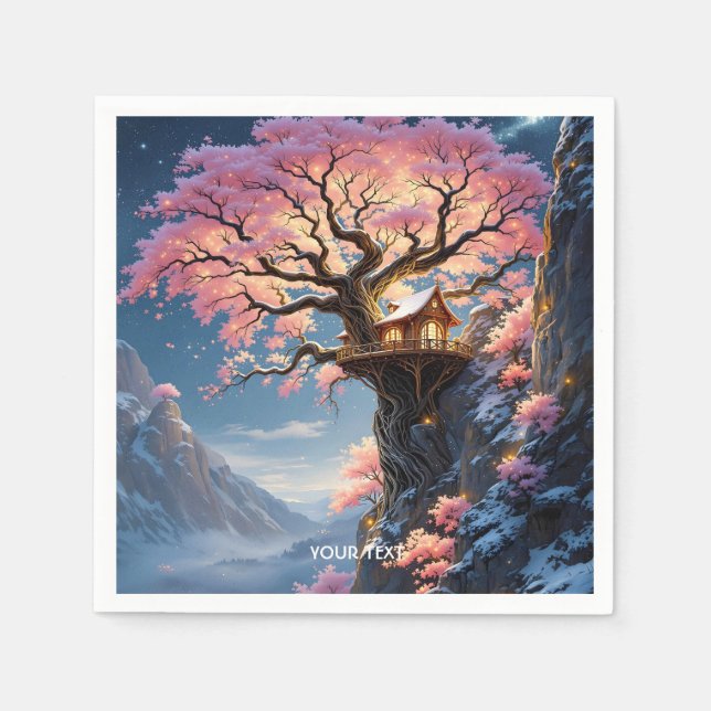 Servilleta De Papel Fantasy Cute Cherry Blossom Tree (Anverso)