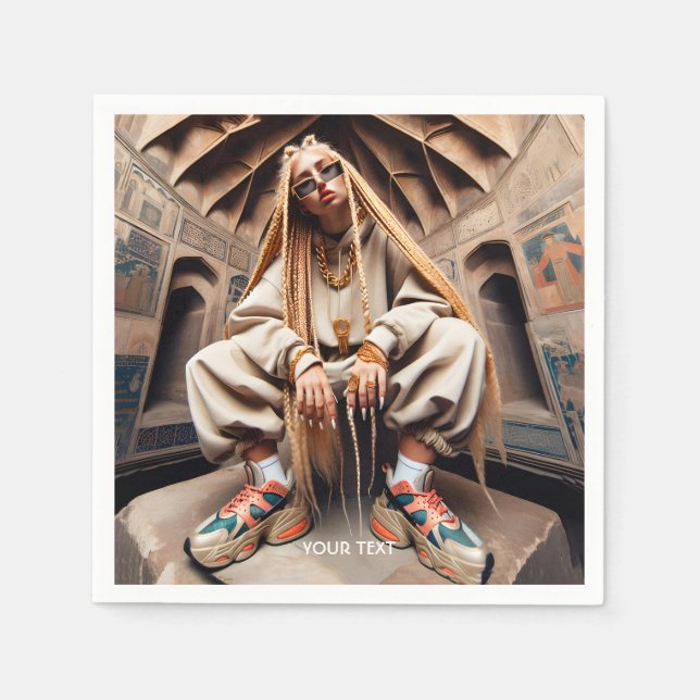 Servilleta De Papel Fantasy Cute Chica Long Hair (Anverso)