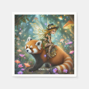Servilleta De Papel Fantasy Cute Chica Riding Panda