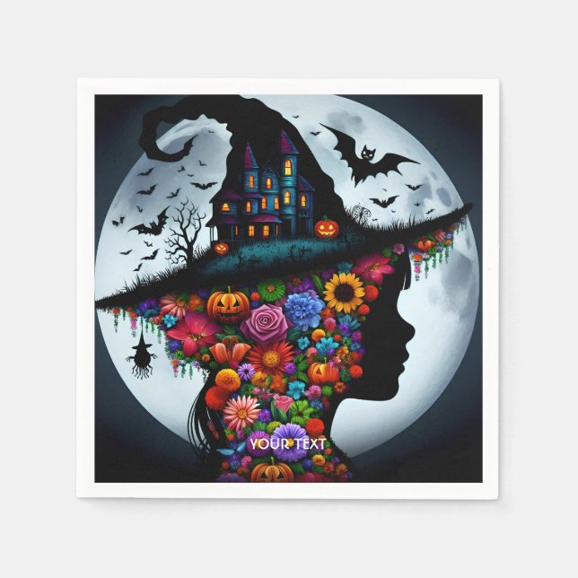 Servilleta De Papel Fantasy Cute Chica Witch Halloween (Anverso)