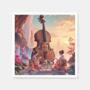 Servilleta De Papel Fantasy Cute Chicas de violín té