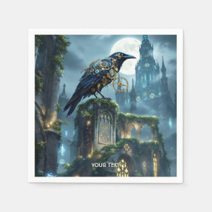 Servilleta De Papel Fantasy Cute Clockwork Raven