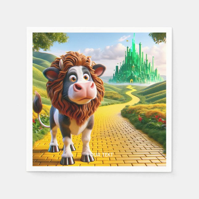 Servilleta De Papel Fantasy Cute Cow Lion Road (Anverso)