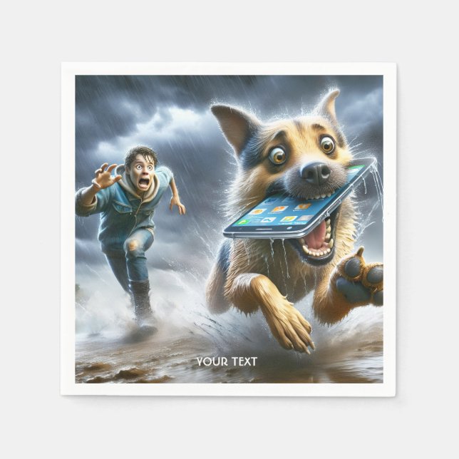 Servilleta De Papel Fantasy Cute Dog Boy Phone (Anverso)