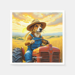 Servilleta De Papel Fantasy Cute Dog Tractor Straw