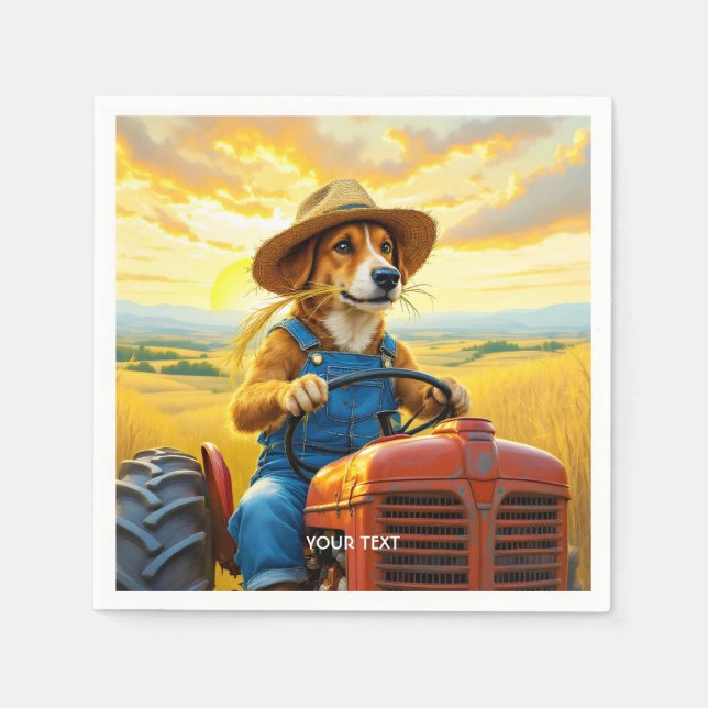 Servilleta De Papel Fantasy Cute Dog Tractor Straw (Anverso)