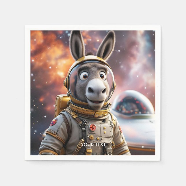 Servilleta De Papel Fantasy Cute Donkey Astronauta (Anverso)
