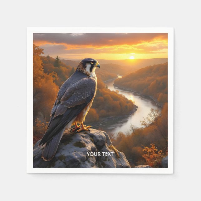 Servilleta De Papel Fantasy Cute Falcon Sunset Fall (Anverso)