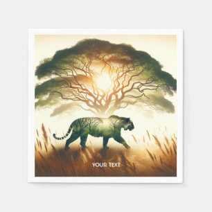 Servilleta De Papel Fantasy Cute Field Tree Tiger