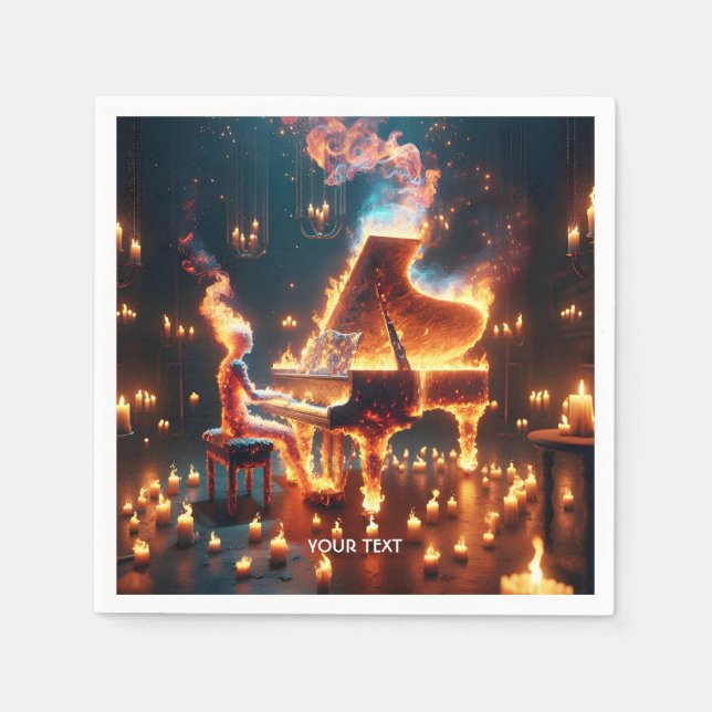 Servilleta De Papel Fantasy Cute Fire Piano Chica (Anverso)