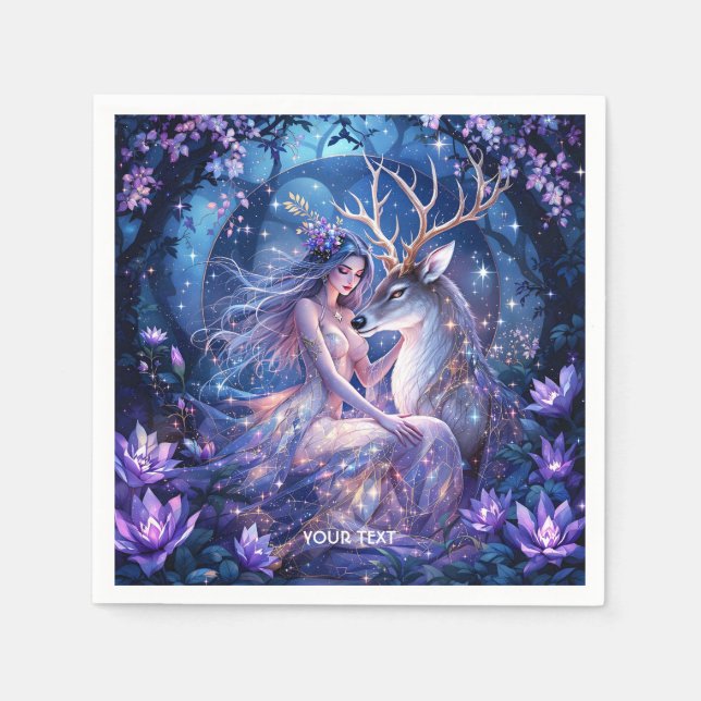 Servilleta De Papel Fantasy Cute Forest Deer Chica (Anverso)