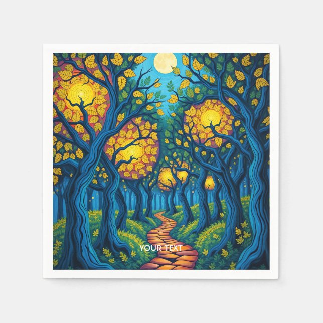Servilleta De Papel Fantasy Cute Forest Naranja Road (Anverso)