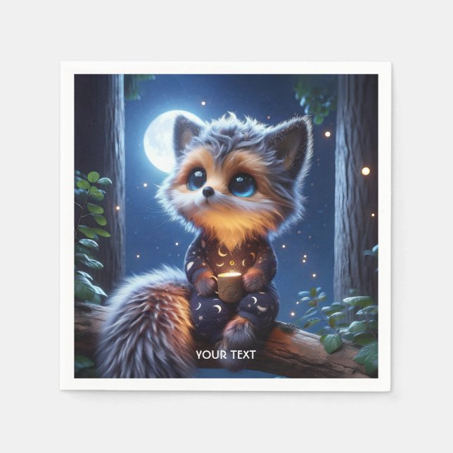 Servilleta De Papel Fantasy Cute Fox Cub Café (Anverso)