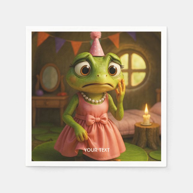 Servilleta De Papel Fantasy Cute Frog Chica Fiesta (Anverso)