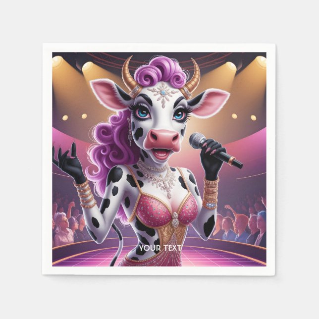 Servilleta De Papel Fantasy Cute Gorgeous Cow Popstar (Anverso)