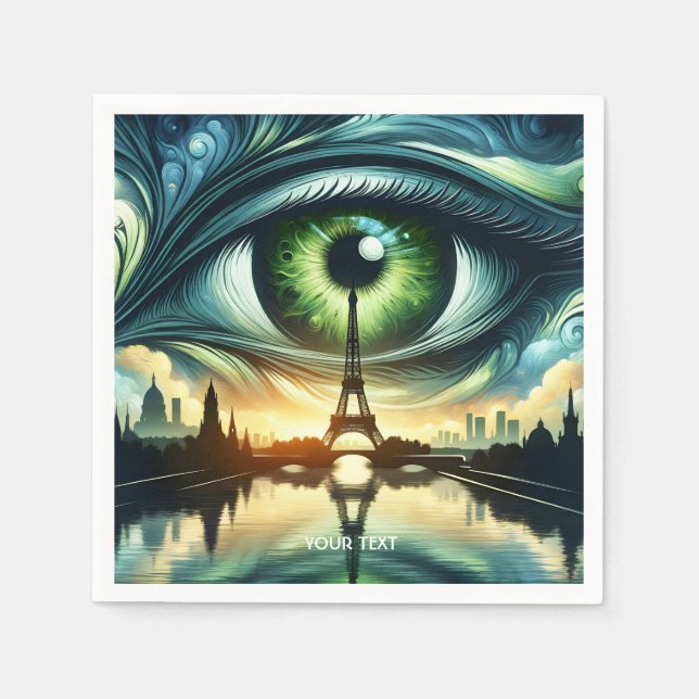 Servilleta De Papel Fantasy Cute Green Eyes Paris (Anverso)