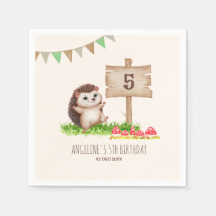 Servilleta De Papel Fantasy Cute Happy Hedgehog Forest Birday