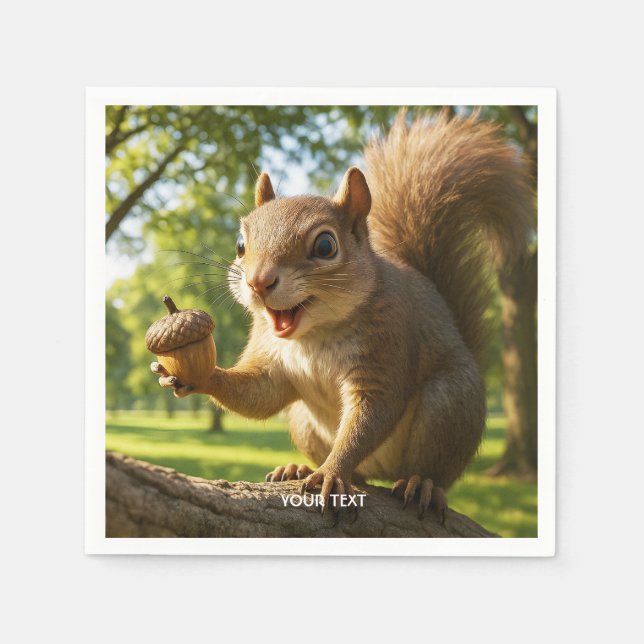 Servilleta De Papel Fantasy Cute Happy Squirrel Forest (Anverso)