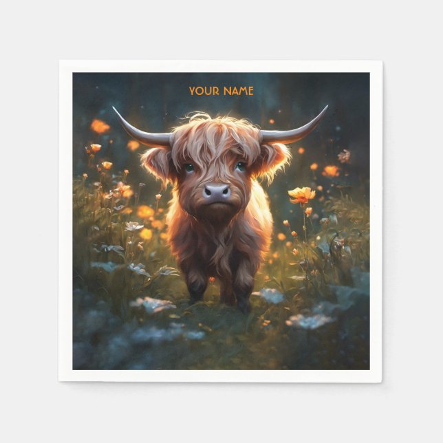 Servilleta De Papel Fantasy Cute Highland Baby Cow (Anverso)