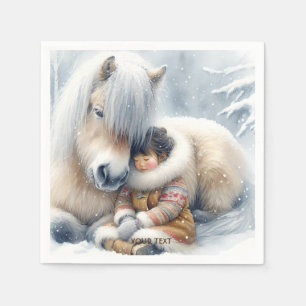 Servilleta De Papel Fantasy Cute Horse Chica Winter