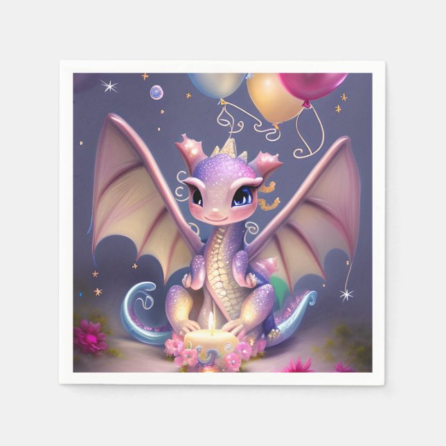 Servilleta De Papel Fantasy Cute Kawaii bebé dragón (Anverso)