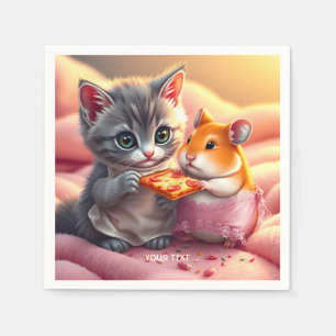 Servilleta De Papel Fantasy Cute Kitten Hamster Pizza