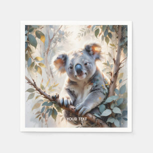 Servilleta De Papel Fantasy Cute Koala Tree Watercolor