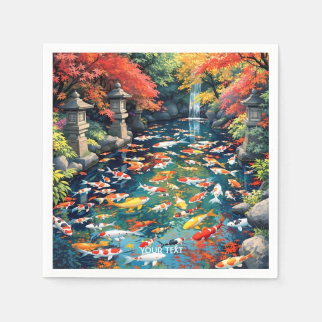 Servilleta De Papel Fantasy Cute Koi Fish Pond (Anverso)