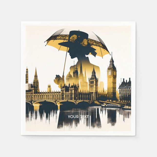Servilleta De Papel Fantasy Cute Lady Old London (Anverso)