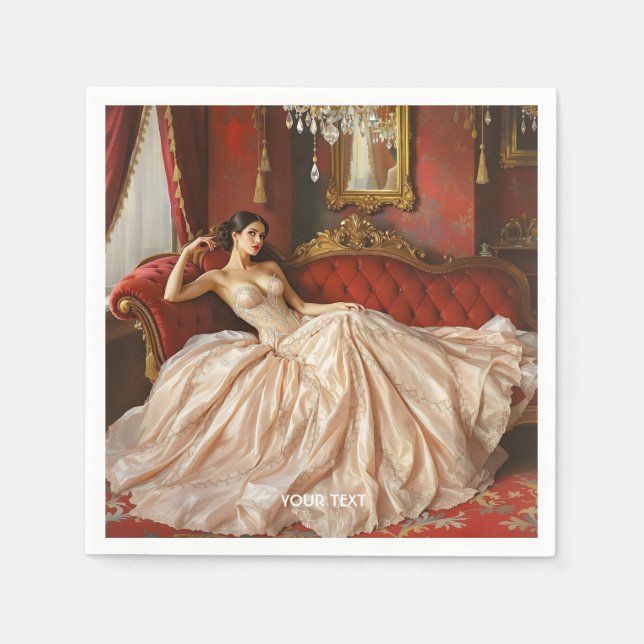 Servilleta De Papel Fantasy Cute Lady Vestido rosa (Anverso)