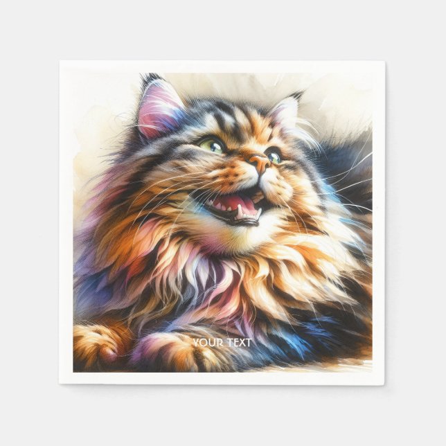 Servilleta De Papel Fantasy Cute Laughing Happy Cat (Anverso)