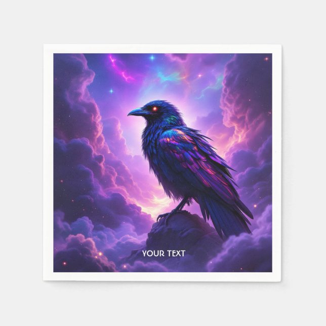 Servilleta De Papel Fantasy Cute Lavender Raven Sunset (Anverso)
