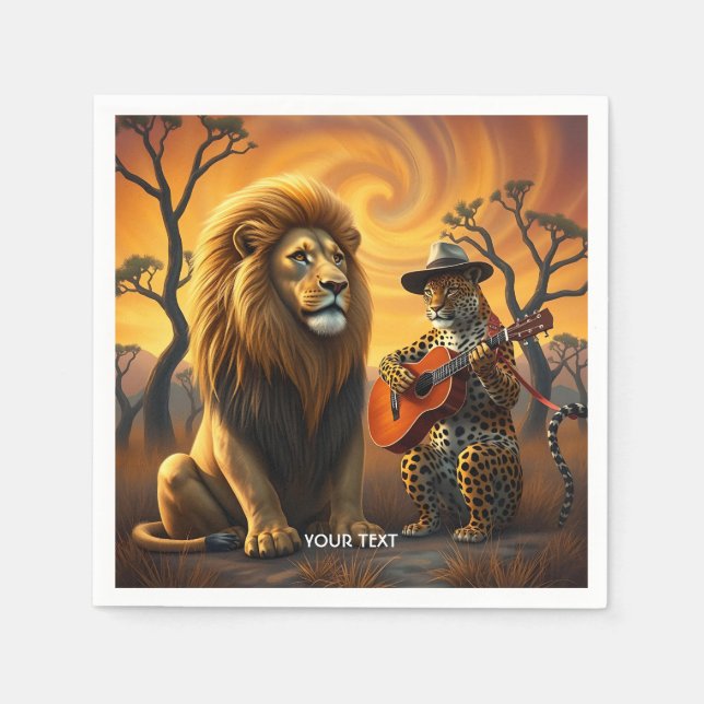 Servilleta De Papel Fantasy Cute Lion Tiger Guitar (Anverso)