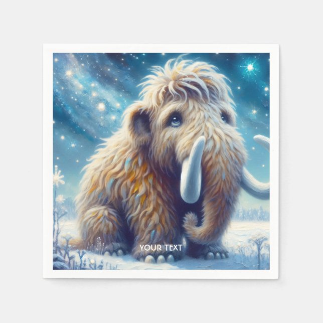 Servilleta De Papel Fantasy Cute Little Mammoth Winter (Anverso)