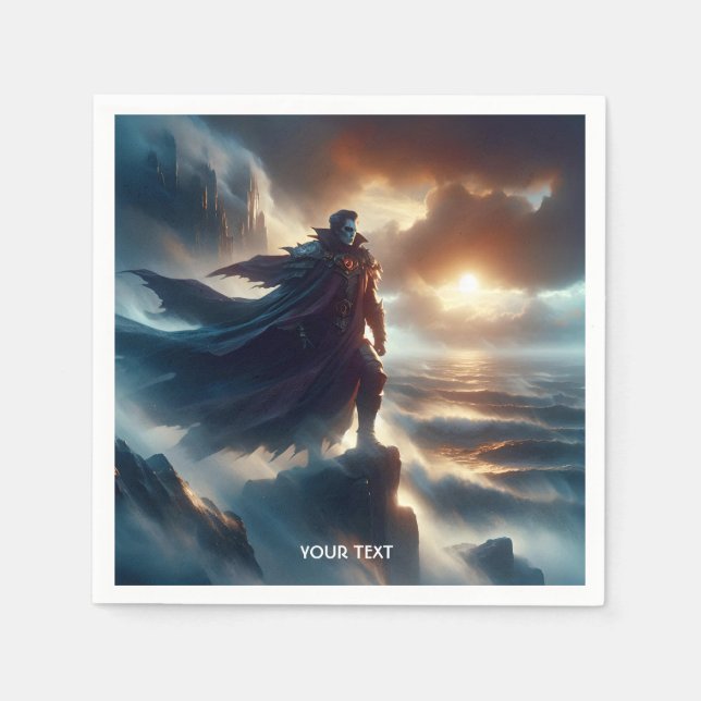 Servilleta De Papel Fantasy Cute Man Night Sea (Anverso)