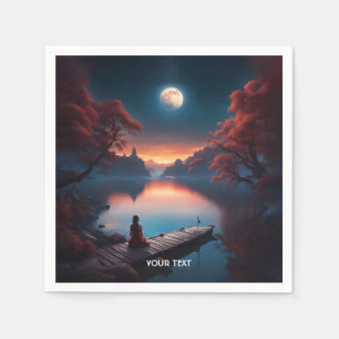 Servilleta De Papel Fantasy Cute Moon Chica Lake