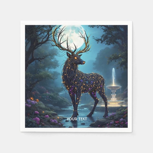 Servilleta De Papel Fantasy Cute Moon Deer Night (Anverso)
