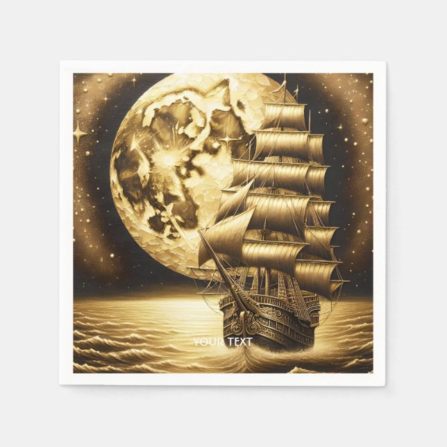 Servilleta De Papel Fantasy Cute Moon Sea Ship (Anverso)