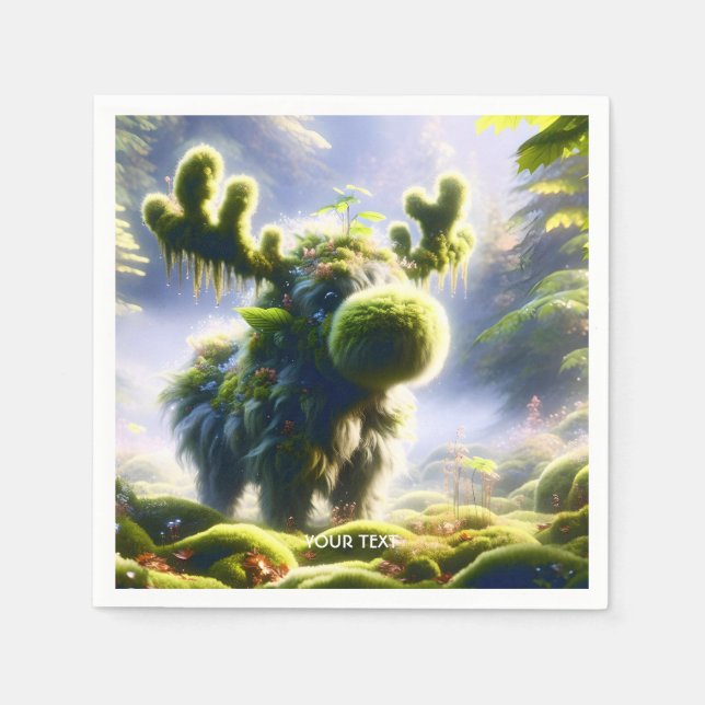 Servilleta De Papel Fantasy Cute Moss Moose Forest (Anverso)
