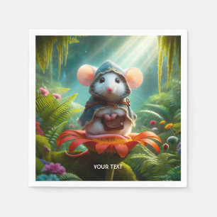 Servilleta De Papel Fantasy Cute Mouse Gorra flor