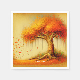 Servilleta De Papel Fantasy Cute Naranja Fall Tree