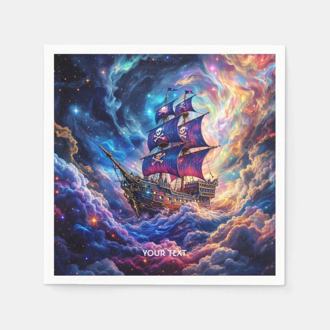 Servilleta De Papel Fantasy Cute Nubes Espacio para Buques (Anverso)