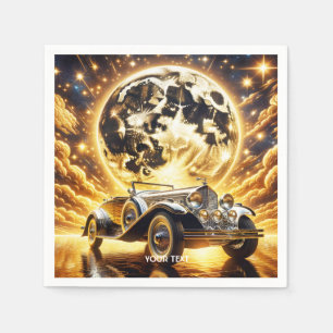 Servilleta De Papel Fantasy Cute Old Car Moon