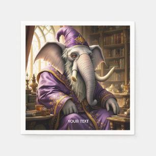 Servilleta De Papel Fantasy Cute Old Elephant Wizard