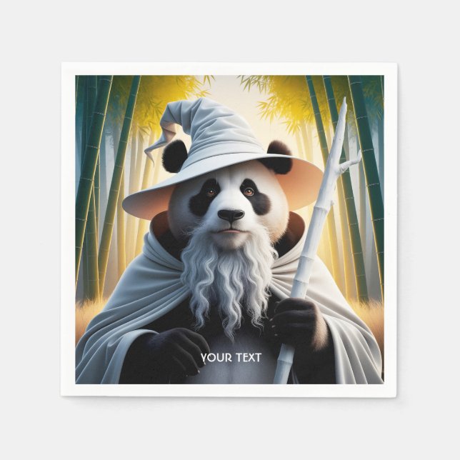 Servilleta De Papel Fantasy Cute Old Panda Wizard (Anverso)
