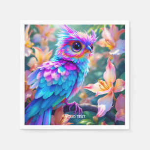 Servilleta De Papel Fantasy Cute Orquid Exotic Bird