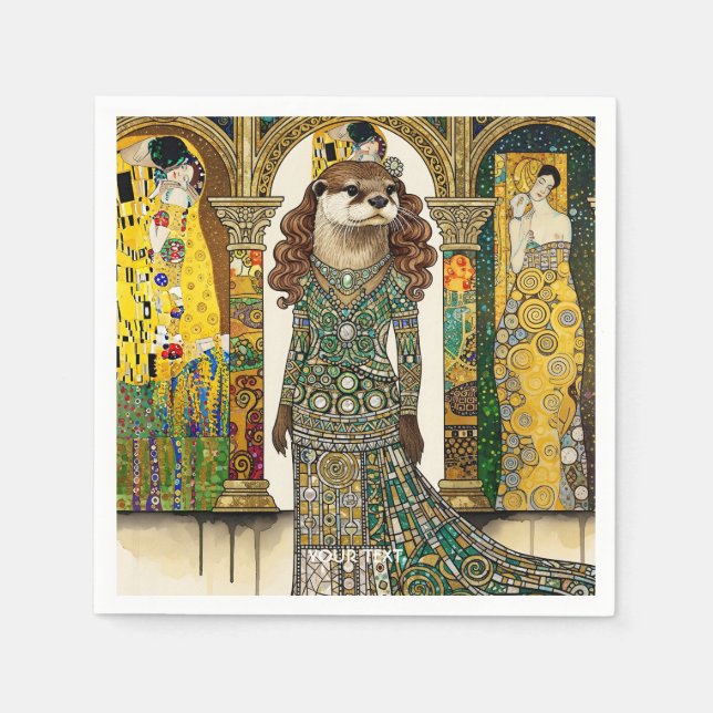 Servilleta De Papel Fantasy Cute Otter Art Deco (Anverso)