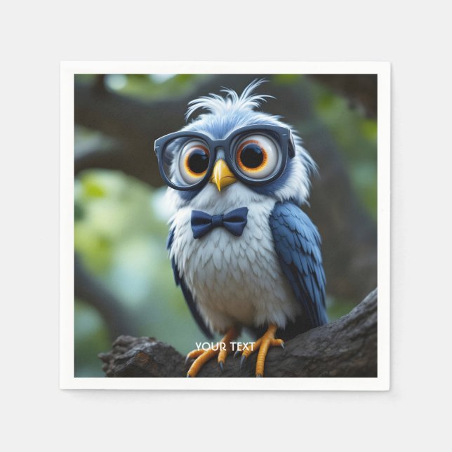 Servilleta De Papel Fantasy Cute Owl Glasses Bow (Anverso)