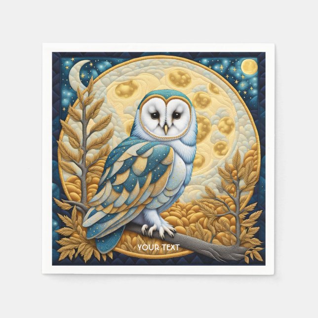 Servilleta De Papel Fantasy Cute Owl Moon Trees (Anverso)